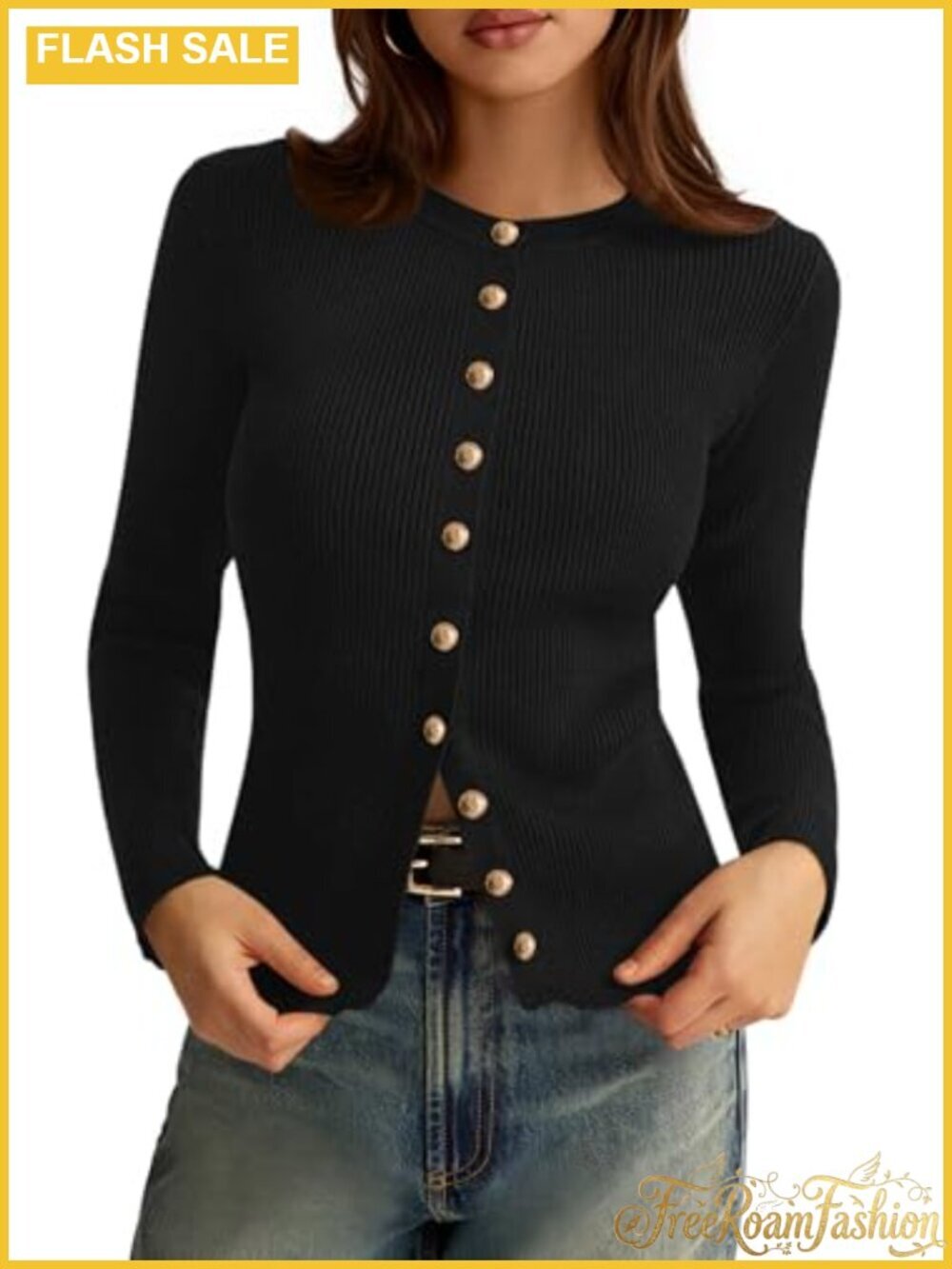 Women's Lightweight Ribbed Knit Button Down Cardigan Sweater Long Sleeve
